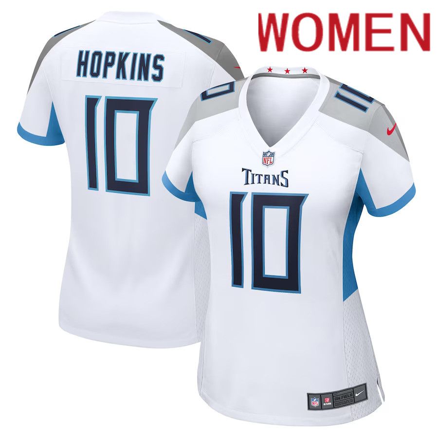 Women Tennessee Titans 10 DeAndre Hopkins Nike White Game NFL Jersey
